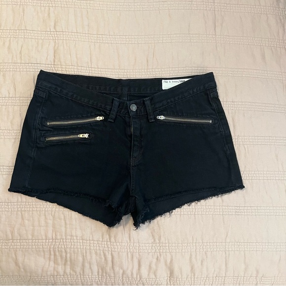 rag & bone Pants - rag & bone black denim shorts with zipper details